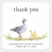 Rustieke boerderij Gans | Baby shower Favor Vierkante Sticker (Voorkant)