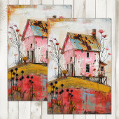 RUSTIEKE BOERDERIJ GEMENGDE MEDIA KUNST DECOUPAGE TISSUEPAPIER