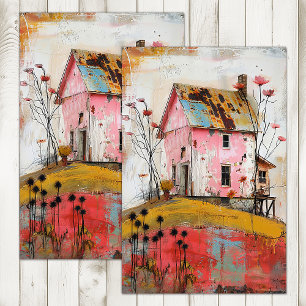 RUSTIEKE BOERDERIJ GEMENGDE MEDIA KUNST DECOUPAGE TISSUEPAPIER