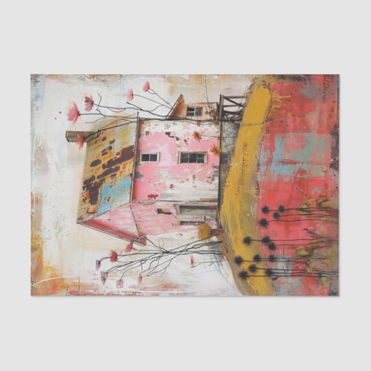 RUSTIEKE BOERDERIJ GEMENGDE MEDIA KUNST DECOUPAGE TISSUEPAPIER (Voorkant)