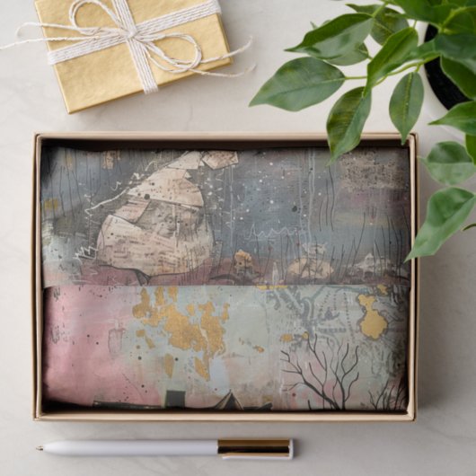 RUSTIEKE BOERDERIJ GEMENGDE MEDIA KUNST DECOUPAGE TISSUEPAPIER (Geschenk)