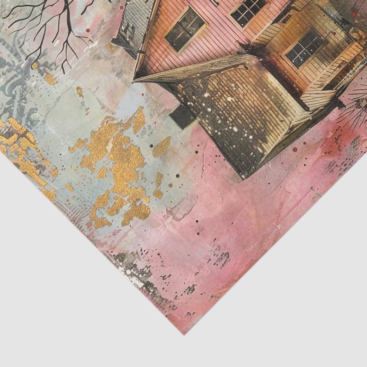 RUSTIEKE BOERDERIJ GEMENGDE MEDIA KUNST DECOUPAGE TISSUEPAPIER (Detail)