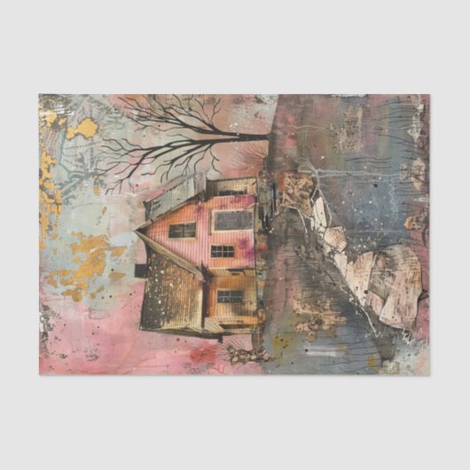 RUSTIEKE BOERDERIJ GEMENGDE MEDIA KUNST DECOUPAGE TISSUEPAPIER (Voorkant)