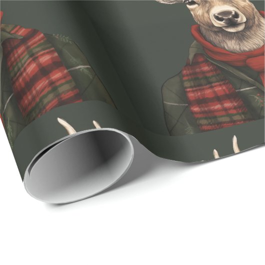 Rustieke boerderij geruite herten en groen cadeaupapier (Rol Hoek)