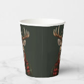 Rustieke boerderij geruite herten en groen papieren bekers (Rechts)