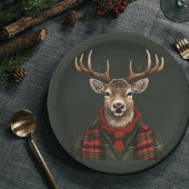 Rustieke boerderij geruite herten en groen papieren bordje
