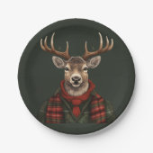 Rustieke boerderij geruite herten en groen papieren bordje (Voorkant)