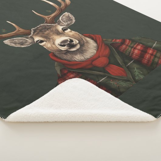 Rustieke boerderij geruite herten en groen sherpa deken (3/4)