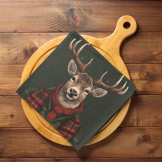 Rustieke boerderij geruite herten en groen theedoek