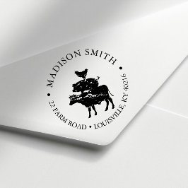 Rustieke boerderij gestapelde boerderijdieren land zelfinktende stempel