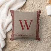 Rustieke boerderij getikte streep jute monogram kussen (Deken)