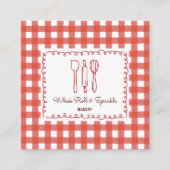 Rustieke boerderij gingham bakkerij QR-code Vierkante Visitekaartje (Voorkant)