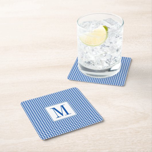 Rustieke boerderij Gingham Plaid Monogram Kartonnen Onderzetters (Insitu)