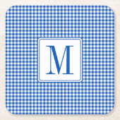 Rustieke boerderij Gingham Plaid Monogram Kartonnen Onderzetters (Voorkant)