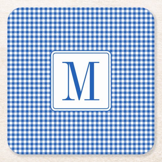 Rustieke boerderij Gingham Plaid Monogram Kartonnen Onderzetters (Voorkant)