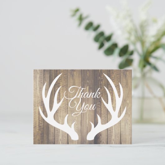 Rustieke boerderij herten gewei dank u briefkaart (Staand voorkant)