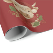 Rustieke boerderij Highland Koe met Santa Hat Cadeaupapier (Rol Hoek)