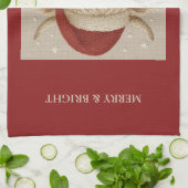 Rustieke boerderij Highland Koe met Santa Hat Theedoek (Gevouwen)