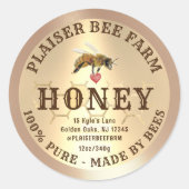 Rustieke boerderij Honingbij Hart Golden Comb Ronde Sticker (Voorkant)