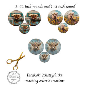 Rustieke boerderij Hooglanders 12&8 inch rondjes Inpakpapier Vel