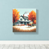 Rustieke boerderij & Horse Herfst Canvas Muurkunst (Insitu (Houten vloer))