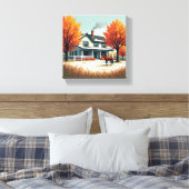 Rustieke boerderij & Horse Herfst Canvas Muurkunst Afdruk (Insitu (Slaapkamer))