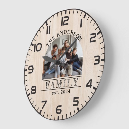 Rustieke Boerderij Hout Custom Foto & Familienaam Grote Klok (Hoek)