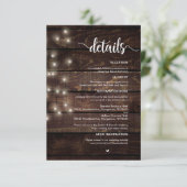 Rustieke boerderij hout, slingerlichtjes, trouwdet informatiekaartje (Staand voorkant)