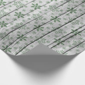 Rustieke Boerderij Hout & Sneeuwvlokken Kerstmis Cadeaupapier (Hoek)