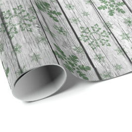 Rustieke Boerderij Hout & Sneeuwvlokken Kerstmis Cadeaupapier