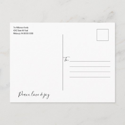 Rustieke Boerderij Hout & Sterren Kerst Kaart (Achterkant)