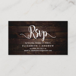 Rustieke boerderij hout, wit lettertype, RSVP antw Informatiekaartje