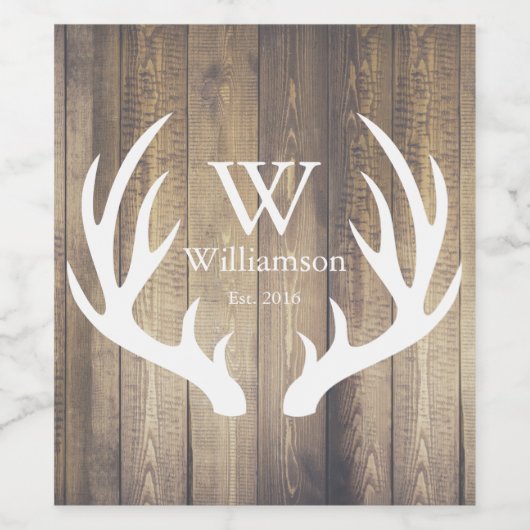 Rustieke boerderij houten planken witte herten gew wijn etiket (Enkel label)