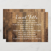 Rustieke boerderij houten tafelkaart 5 x 7 uitnodi kaart (Voorkant / Achterkant)