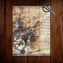 Rustieke boerderij-hut Banjo-speler Decoupage