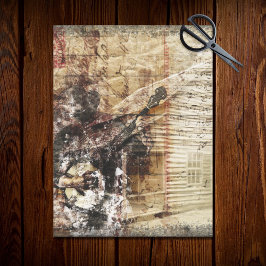Rustieke boerderij-hut Banjo-speler Decoupage Tissuepapier