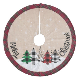Rustieke boerderij jute Buffalo Plaid Kerstmis Fleece Kerstboom Rok