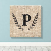 Rustieke boerderij jute & zwarte botanische laurie canvas afdruk (Insitu (Houten vloer))