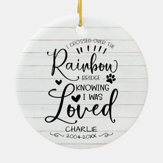 Rustieke boerderij kat of hond huisdier herinnerin keramisch ornament (Achterkant)