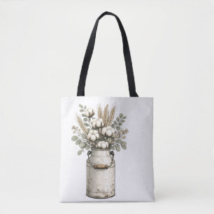 Rustieke boerderij katoen & wilde bloemen arrangem tote bag