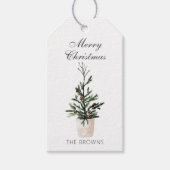 Rustieke boerderij kerst pottenboom cadeaulabel (Voorkant)