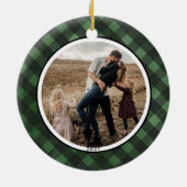 Rustieke Boerderij Kerst Rood Plakken Foto Cerami Keramisch Ornament (Achterkant)