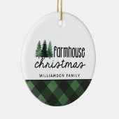 Rustieke Boerderij Kerst Rood Plakken Foto Cerami Keramisch Ornament (Rechts)