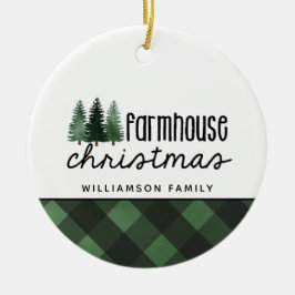 Rustieke Boerderij Kerst Rood Plakken Foto Cerami Keramisch Ornament