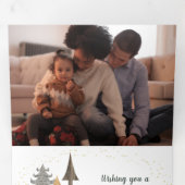 Rustieke boerderij kerstbomen & guirlande 5-foto's drieluik wenskaart (Binnenzijde eerst)