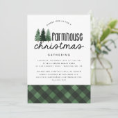 Rustieke Boerderij Kerstfeest Buffalo Plaid Kaart (Staand voorkant)