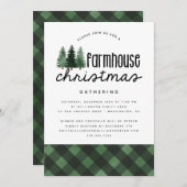 Rustieke Boerderij Kerstfeest Buffalo Plaid Kaart (Voorkant / Achterkant)