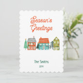 Rustieke Boerderij Kersthuizen Feestdagenkaart (Staand voorkant)