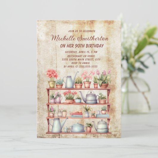 Rustieke  Boerderij Keuken 90e Verjaardag Kaart (Staand voorkant)