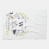 Rustieke boerderij kip | familienaam monogram  theedoek (Horizontaal)